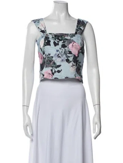 Pre-owned Nicholas Linen Floral Print Crop Top In Neutrals