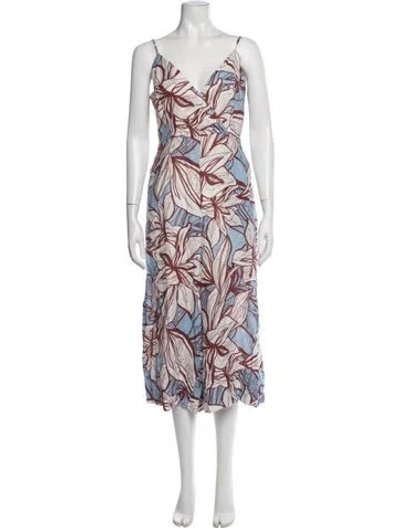 Pre-owned Nicholas Linen Floral Print Jumpsuit In Blue