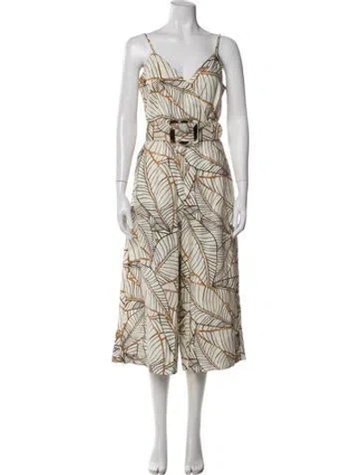 Pre-owned Nicholas Linen Floral Print Jumpsuit In Brown