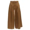 Nicholas Linen High Waisted Belt Wide Leg Pants In Brown