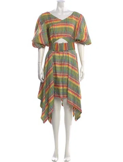 Pre-owned Nicholas Linen Knee-length Dress W/ Tags In Yellow