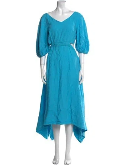Pre-owned Nicholas Linen Long Dress In Blue