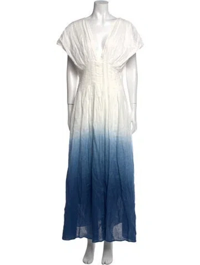 Pre-owned Nicholas Linen Long Dress In Blue