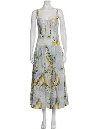 Pre-owned Nicholas Linen Long Dress In Blue