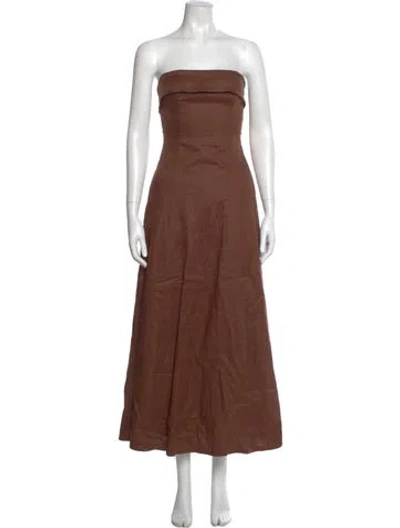 Pre-owned Nicholas Linen Long Dress In Brown