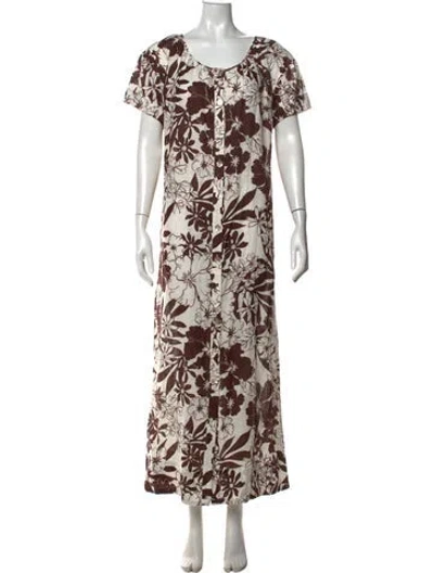 Pre-owned Nicholas Linen Long Dress In Brown