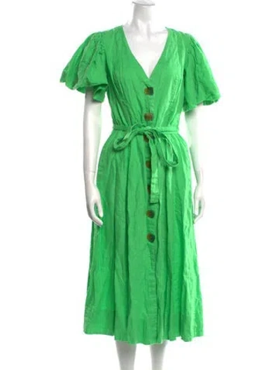 Pre-owned Nicholas Linen Long Dress In Green