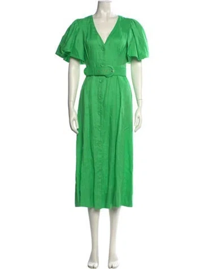Pre-owned Nicholas Linen Long Dress In Green