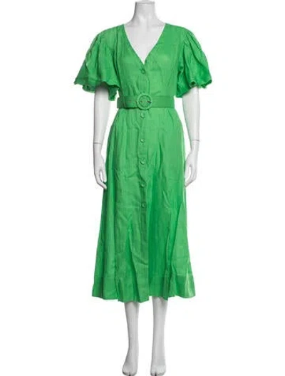 Pre-owned Nicholas Linen Long Dress In Green