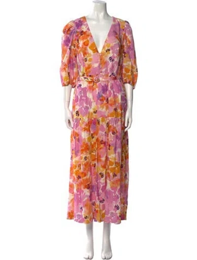 Pre-owned Nicholas Linen Long Dress In Multi