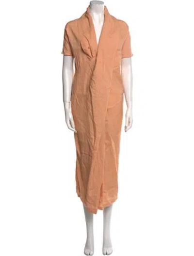 Pre-owned Nicholas Linen Long Dress In Orange