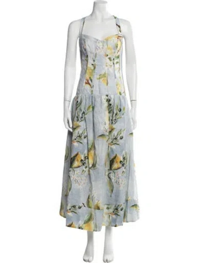 Pre-owned Nicholas Linen Long Dress W/ Tags In Blue