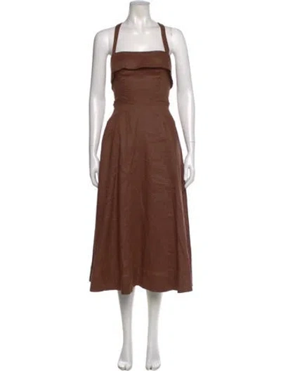 Pre-owned Nicholas Linen Long Dress W/ Tags In Brown
