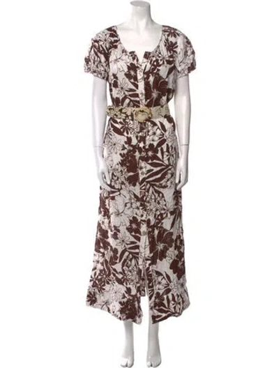 Pre-owned Nicholas Linen Long Dress In White