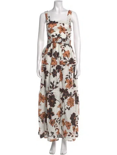 Pre-owned Nicholas Linen Long Dress In White