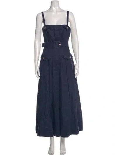 Pre-owned Nicholas Linen Midi Length Dress In Blue