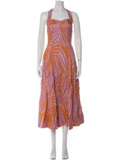 Pre-owned Nicholas Linen Midi Length Dress In Multi