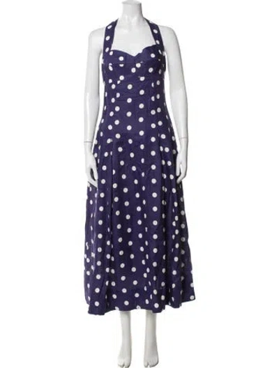 Pre-owned Nicholas Linen Midi Length Dress In Purple