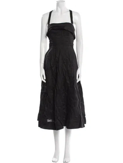 Pre-owned Nicholas Linen Midi Length Dress W/ Tags In Black