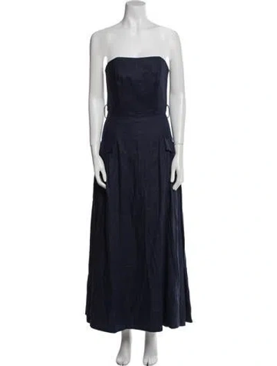 Pre-owned Nicholas Linen Midi Length Dress W/ Tags In Blue