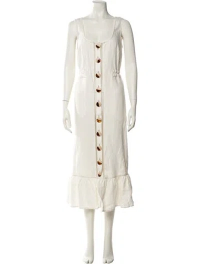 Pre-owned Nicholas Linen Midi Length Dress In White