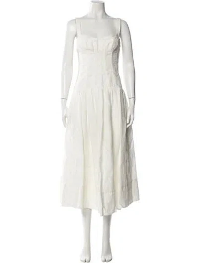 Pre-owned Nicholas Linen Midi Length Dress In White
