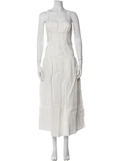 Pre-owned Nicholas Linen Midi Length Dress In White