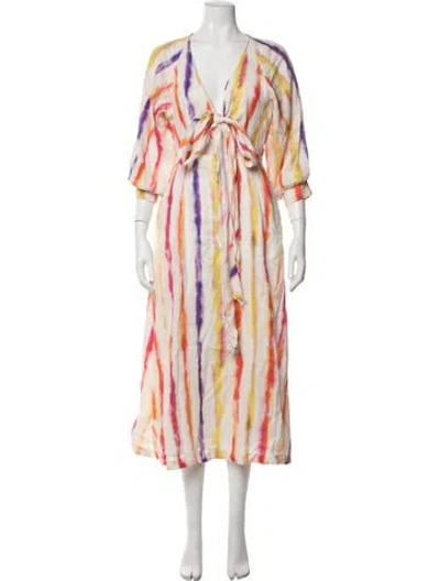 Pre-owned Nicholas Linen Midi Length Dress In White