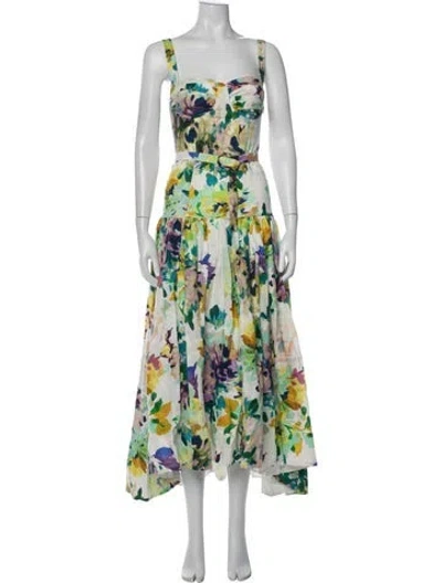 Pre-owned Nicholas Linen Midi Length Dress In Yellow