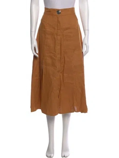 Pre-owned Nicholas Linen Midi Length Skirt In Brown