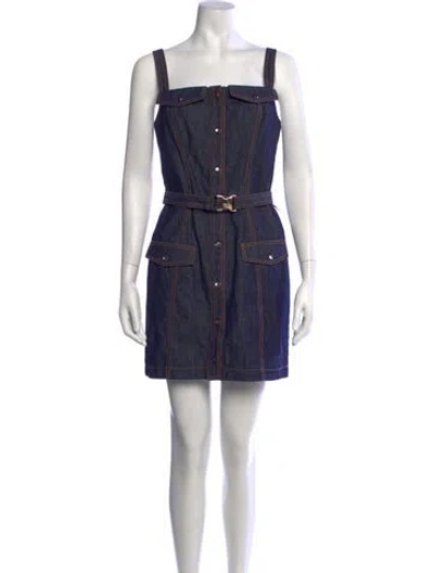 Pre-owned Nicholas Linen Mini Dress In Blue