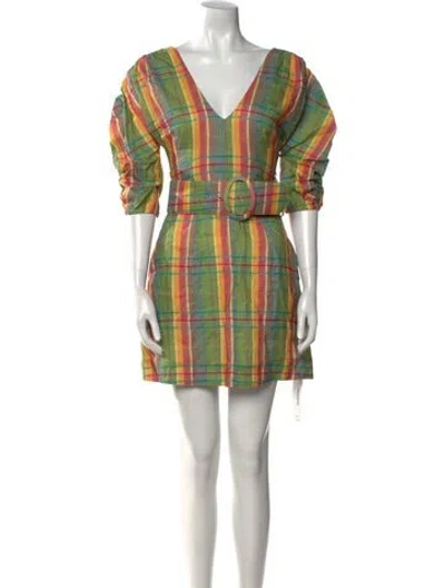 Pre-owned Nicholas Linen Mini Dress In Green