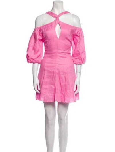 Pre-owned Nicholas Linen Mini Dress In Pink