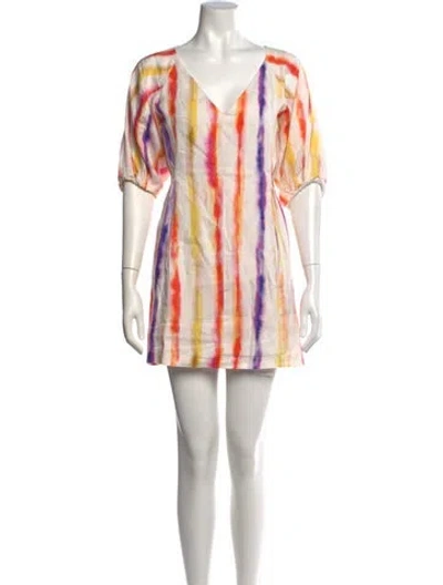 Pre-owned Nicholas Linen Mini Dress In White