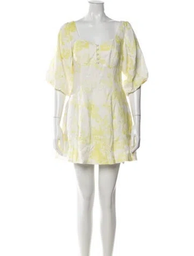 Pre-owned Nicholas Linen Mini Dress In Yellow