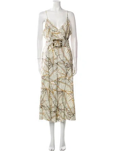 Pre-owned Nicholas Linen Printed Jumpsuit In Neutral