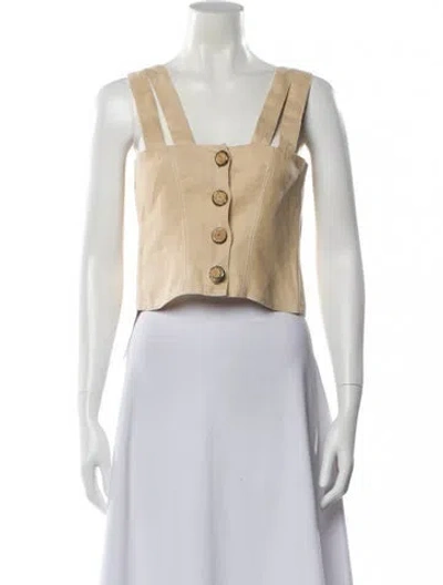 Pre-owned Nicholas Linen Square Neckline Crop Top In Neutral