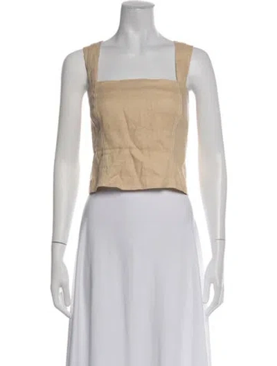 Pre-owned Nicholas Linen Square Neckline Crop Top In Neutrals