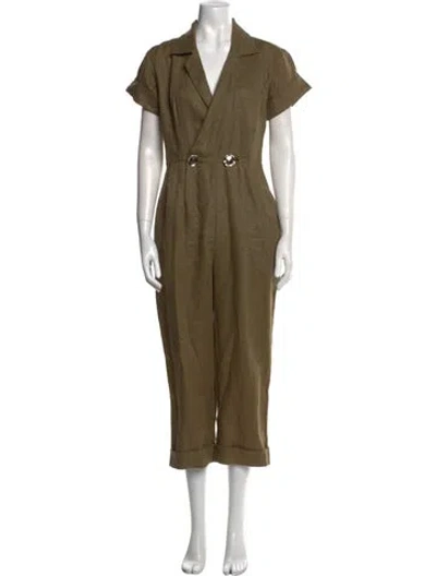 Pre-owned Nicholas Linen V-neck Jumpsuit In Green