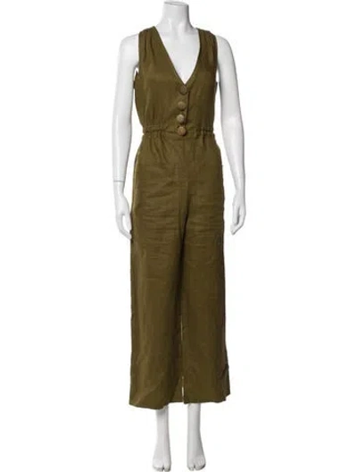 Pre-owned Nicholas Linen V-neck Jumpsuit In Neutrals