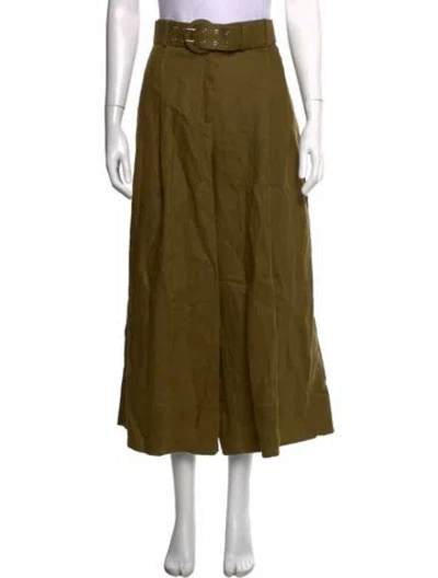 Pre-owned Nicholas Linen Wide Leg Pants In Green