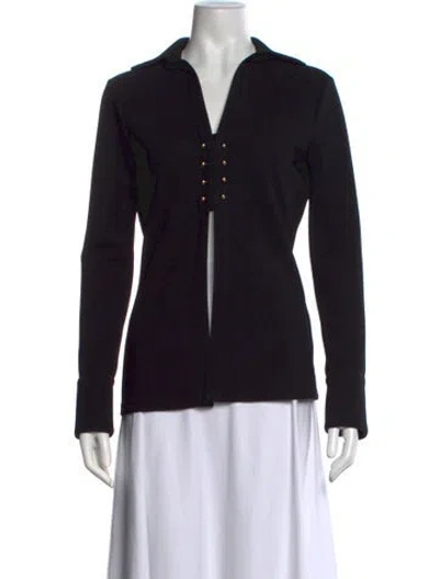 Pre-owned Nicholas Long Sleeve Button-up Top In Black