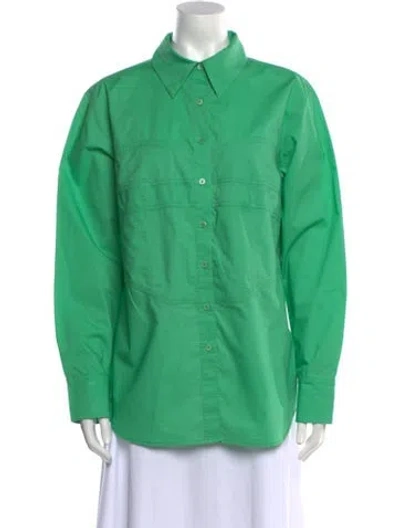 Pre-owned Nicholas Long Sleeve Button-up Top In Green
