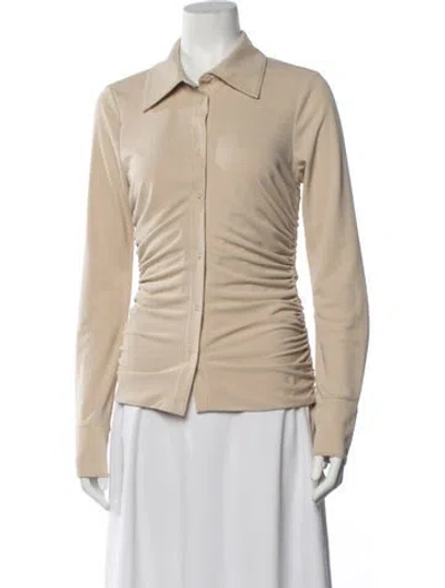 Pre-owned Nicholas Long Sleeve Button-up Top In Neutrals