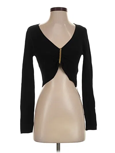 Pre-owned Nicholas Long Sleeve Top Black Plunge Neckline Tops