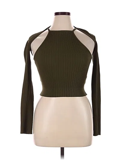 Pre-owned Nicholas Long Sleeve Top Green Halter Neckline Tops