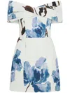 Nicholas Lori Strapless Twist Front Linen-blend Mini Dress In White