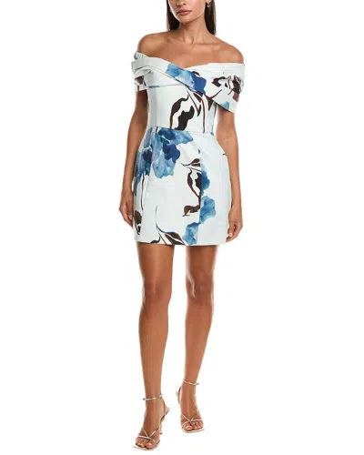 Nicholas Lori Strapless Twist Front Linen-blend Mini Dress In White