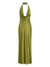 Nicholas Lyria Cowl-neck Halter Maxi Dress In Green