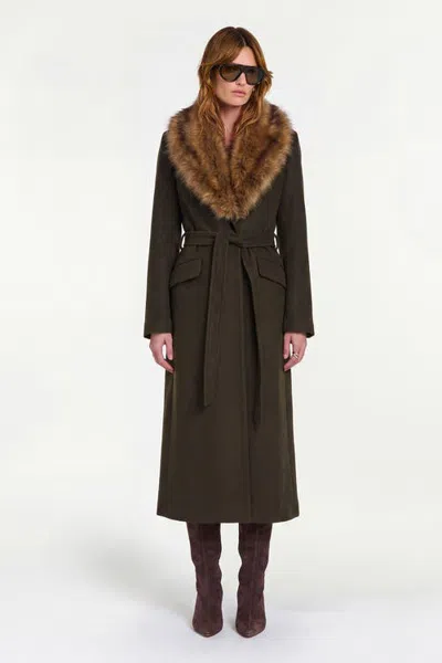 Nicholas Mae Coat With Faux Fur Collar In Neutral